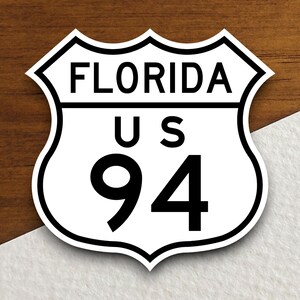 USA Route 94 Florida Straßenschild Aufkleber, Straßenaufkleber, Road Trip Aufkleber, Landstraße Schild, Reise Aufkleber