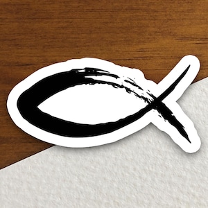 Der Ichthus-Symbolaufkleber, Jesus-Fischaufkleber, religiöser Aufkleber, Glaubensaufkleber, Anbetungsaufkleber, christlicher Aufkleber, Schriftaufkleber