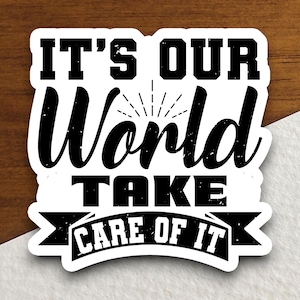 World Care Sticker, vacation sticker, travel sticker, room decor, water bottle sticker, laptop sticker