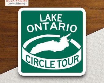 Lake Ontario Circle Tour Sticker, Great Lakes Road Sign Decal, Ontario Canada Travel Vinyl Sticker, Road Trip Gift, Adventure Souvenir