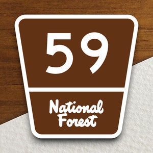 National Forest Highway route 59 road sign sticker, road trip sticker, highway sign, room decor, travel sticker
