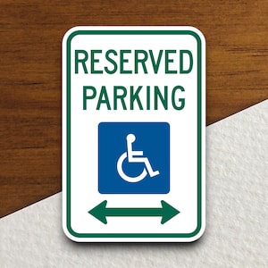 Gereserveerde parkeerplaats rolstoel verkeersbordstickers, verkeerssticker, decoratie verkeersbord, verkeersborden, bouwborden