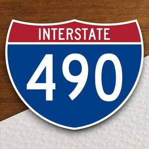 Interstate route  490 sticker, Interstate Highway Sign Expressway Stickers, Highway Sign Road Trip Sticker