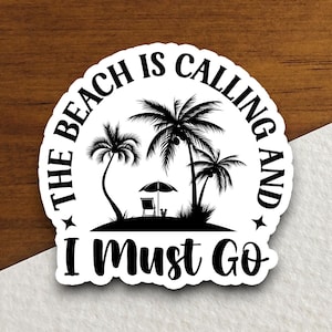 Beach Adventure Sticker, vacation sticker, travel sticker, room decor, water bottle sticker, laptop sticker