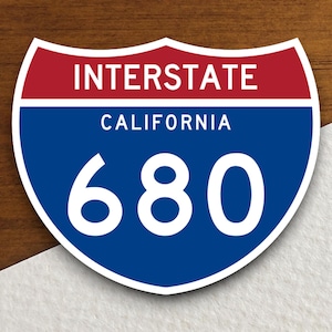 Interstate route  680 california sticker, California sticker, Interstate Highway Sign Expressway Stickers, Highway Sign Road Trip Sticker