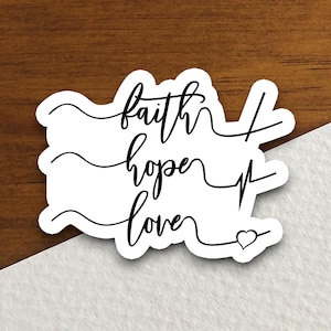 Autocollant amour foi espoir, autocollant espoir, autocollant religieux, autocollant foi, autocollant culte, autocollant chrétien, autocollant écriture sainte