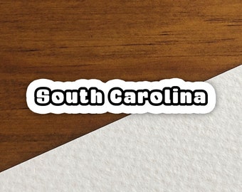 Sticker van de staat South Carolina, vinylsticker met South Carolina-trots, cadeau uit de Palmetto State, reissouvenir uit South Carolina, laptopdecoratie met de omtrek van de staat