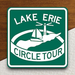 Lake Erie Circle Tour verkeersbordstickers, verkeerssticker, decoratie verkeersbord, verkeersborden, bouwborden, verkeersbord