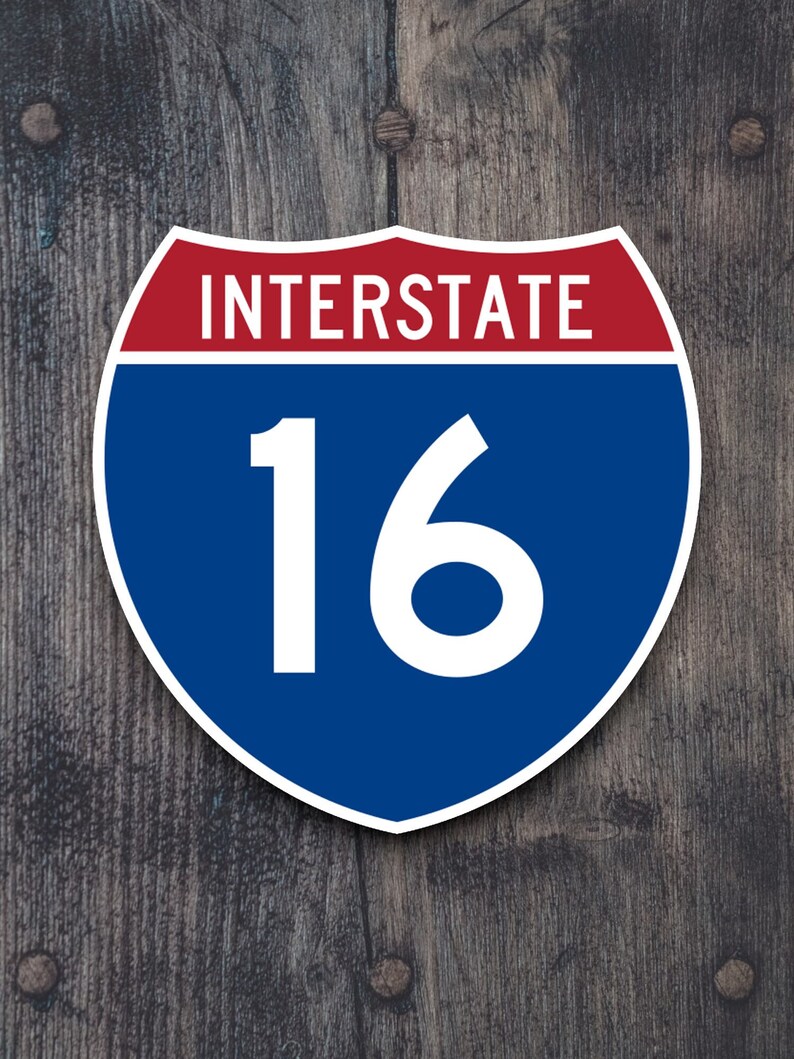 Interstate route 16 sticker, souvenir travel sticker, road sign decor, travel gift, planner sticker, laptop decal Bild 8