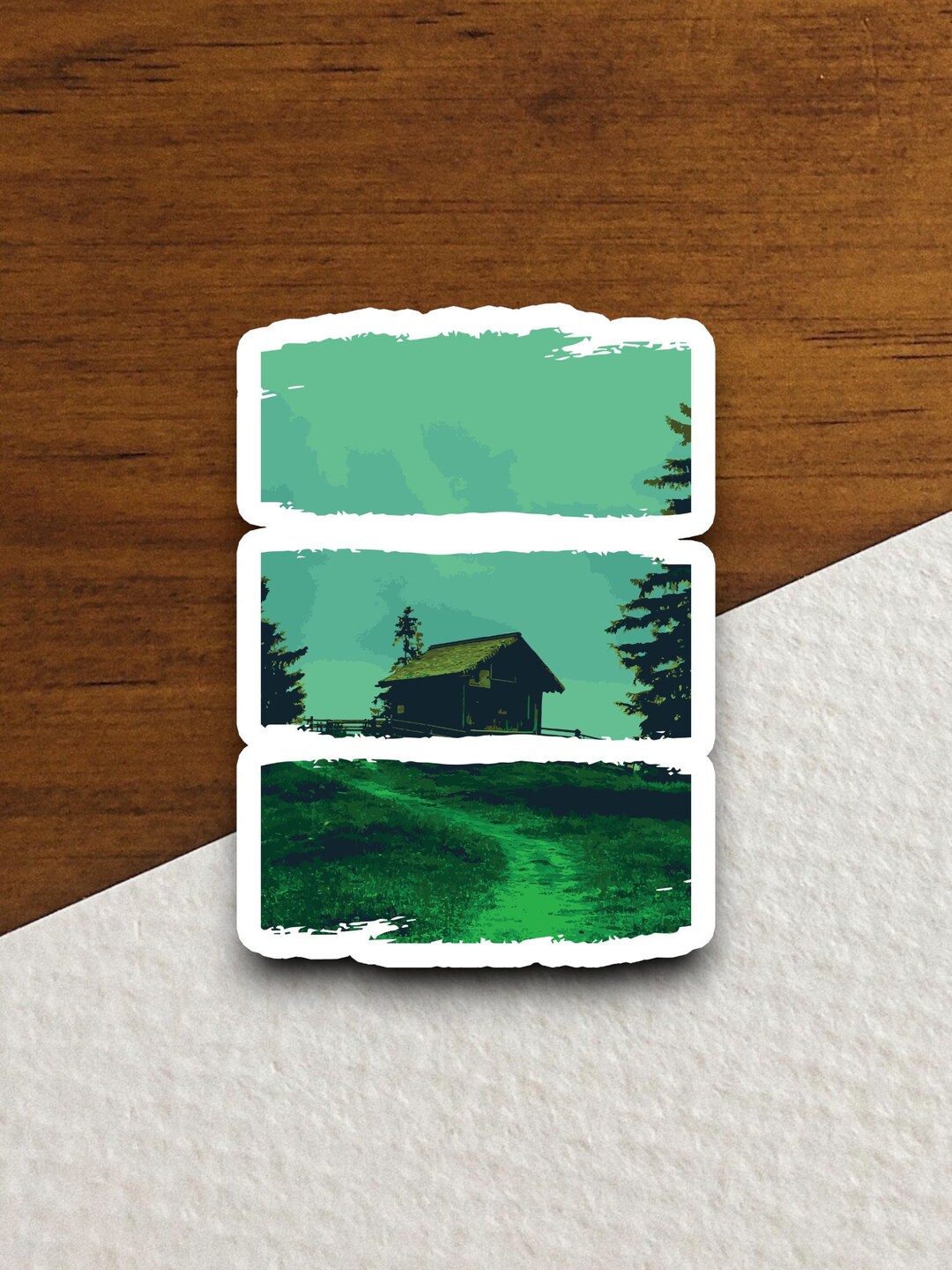 Cabin Scene Sticker, Vacation Sticker, Travel Sticker, Room Decor ...