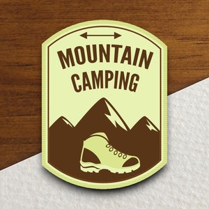 Sticker camping montagne, sticker vacances, sticker voyage, décoration de chambre, sticker bouteille d'eau, sticker pour ordinateur portable