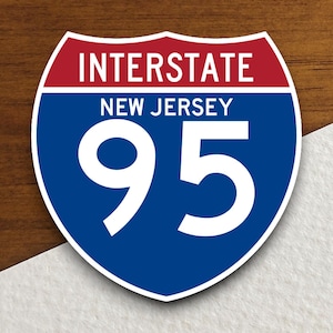 Interstate route  95 new jersey sticker, Interstate Highway Sign Expressway Stickers, Highway Sign Road Trip Sticker