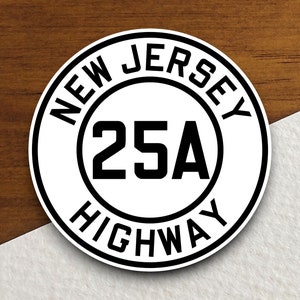 New Jersey 25a snelweg verkeersbordstickers, verkeerssticker, decoratie verkeersbord, verkeersborden, bouwborden, verkeersbord