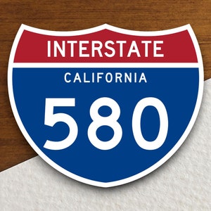Interstate route  580 california sticker, California sticker, Interstate Highway Sign Expressway Stickers, Highway Sign Road Trip Sticker