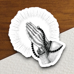 Adesivo Mani in preghiera, Adesivo religioso, Adesivo della fede, Adesivo del culto, Adesivo cristiano, Adesivo delle Scritture