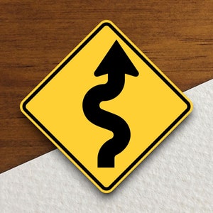 Kronkelende verkeersbordstickers, verkeerssticker, decoratie verkeersbord, verkeersborden, verkeersbord