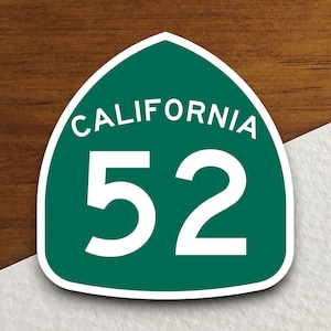California State Route 52 Straßenschild Aufkleber, Road Trip Aufkleber, Landstraße Schild, Reiseaufkleber, Zimmer Dekor