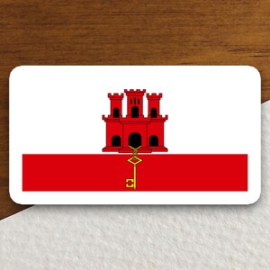 Gibraltar flaggklistermärke, Gibraltar landsflagga vinyldekal, Gibraltar Pride-present, europeisk resesouvenir, samlardekor för världsflaggor