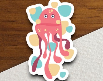 Artistic squid sticker, Funny Stickers, Laptop Decals, Tumbler Stickers, Water Bottle Sticker