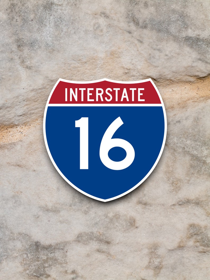 Interstate route 16 sticker, souvenir travel sticker, road sign decor, travel gift, planner sticker, laptop decal Bild 7