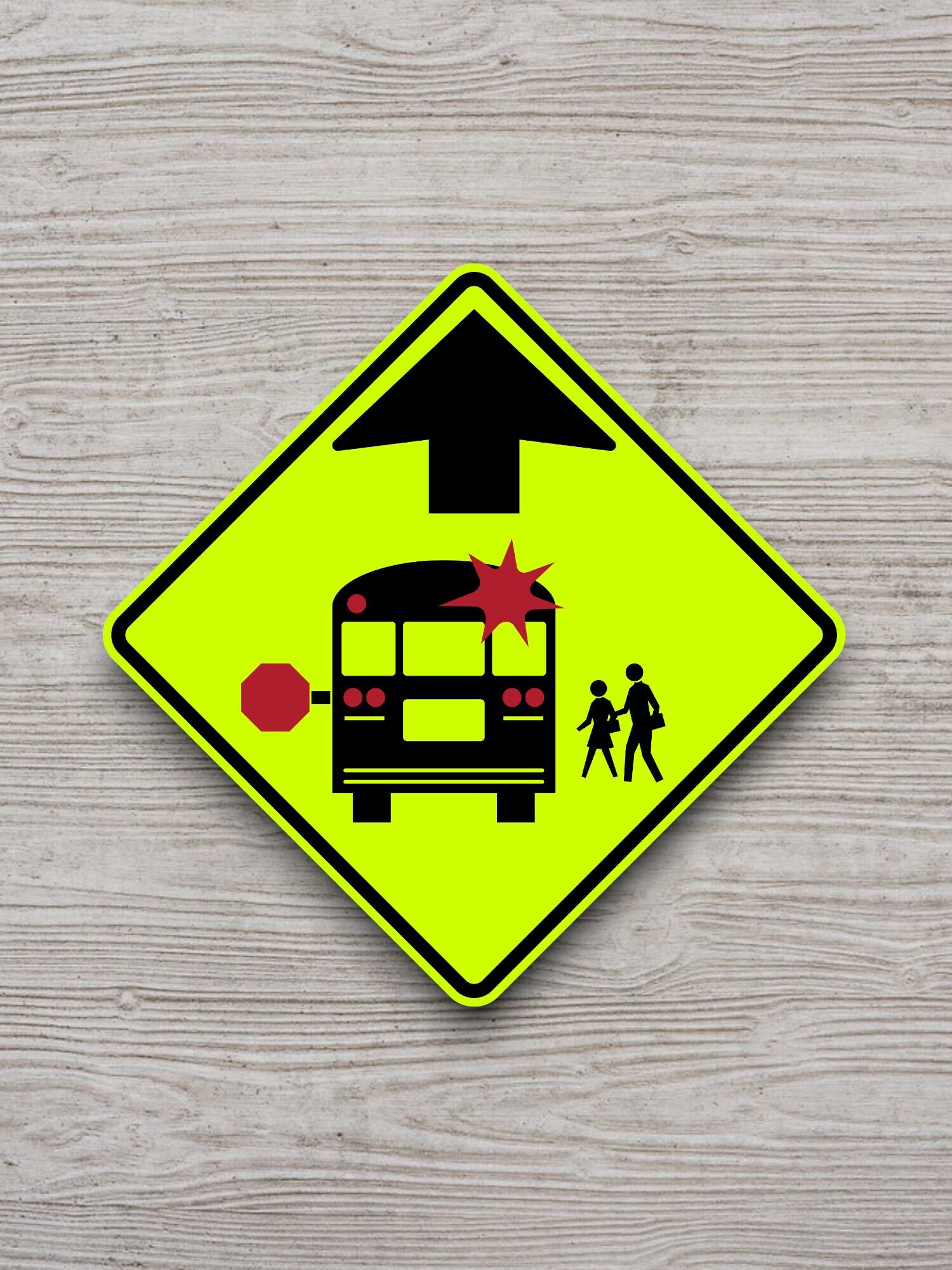 School Bus Stop Ahead Road Sign Sticker, School Zone Traffic Vinyl