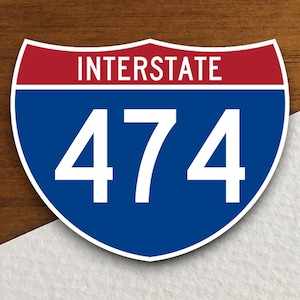 Interstate route  474 sticker, Interstate Highway Sign Expressway Stickers, Highway Sign Road Trip Sticker