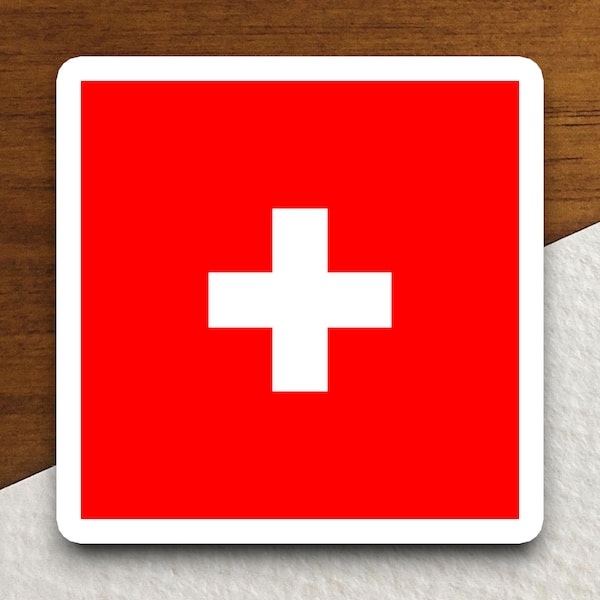 Switzerland flag sticker, international country sticker, international sticker, Switzerland sticker