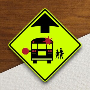 Adesivos de sinalização de parada de ônibus escolar à frente, Adesivo de trânsito, Decoração de sinalização de trânsito, Placas de obras na estrada, Placas de construção, Placa de trânsito