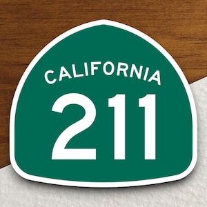 California state route 211 road sign sticker, road trip sticker, highway sign, room decor, travel sticker