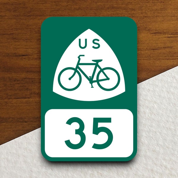 Us bike route 35 sticker, road sign souvenir travel sticker, state route sign décor, custom printed travel journal sticker