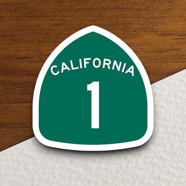 California state route 1 sticker, road sign souvenir travel sticker, state route sign décor, custom printed travel journal sticker
