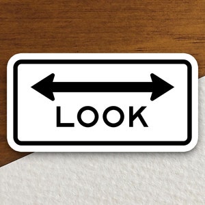 Adesivos de sinalização rodoviária "olhe para os dois lados", Adesivo de trânsito, Decoração de sinalização rodoviária, Placas de obras rodoviárias, Placa de trânsito