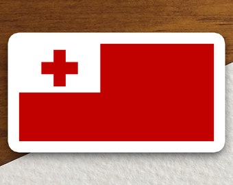 Tongas flaggklistermärke, vinyldekal med tonganskt landsflagga, internationellt reseklistermärke, present till Stillahavsön, Tonga Pride-dekor, världsresenär