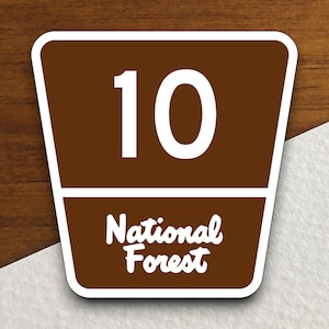 Pegatina de la señal de tráfico de la Ruta Forestal 10, pegatina de viaje por carretera, señal de carretera, decoración de habitación, pegatina de viaje