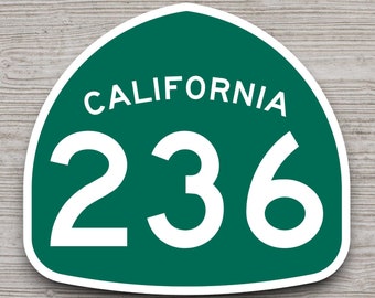 カリフォルニア州道236号線の道路標識ステッカー、ロードトリップ