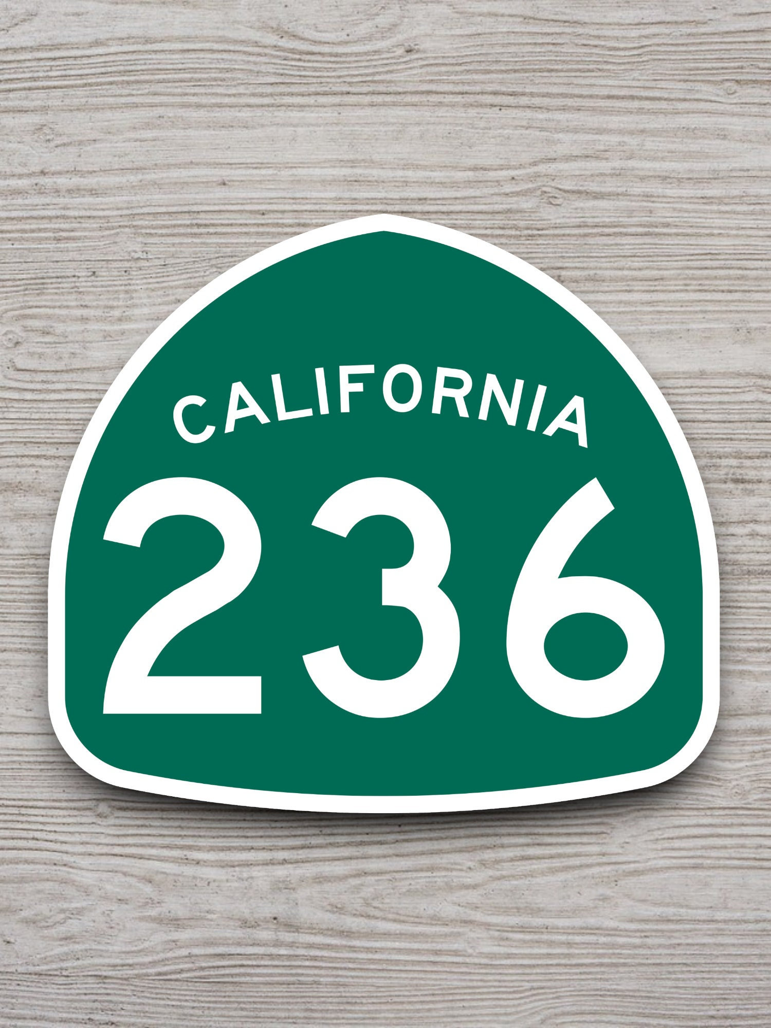 カリフォルニア州道236号線の道路標識ステッカー、ロードトリップ