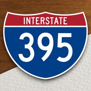 Interstate route  395 sticker, Interstate Highway Sign Expressway Stickers, Highway Sign Road Trip Sticker
