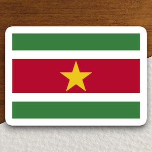 Suriname country flag sticker, international country sticker, international sticker, Suriname sticker