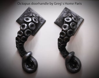 x2 Silver Edition Steampunk vintage Octopus door handle