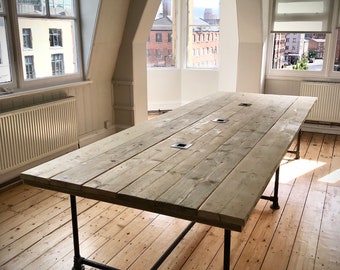 Industrial Boardroom Table. Office Conference Meeting Room Restaurant Table