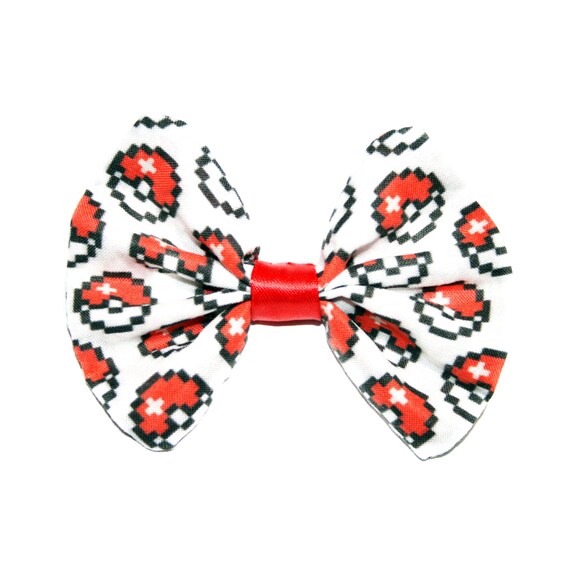 Limited Edition Pokeball Hair Bow Clip Red And White Pokemon Etsy