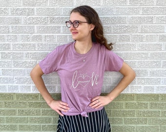 Sacred Heart Love Script Catholic Shirt