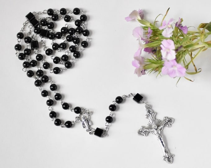 Black Catholic Rosary First Communion/Regular/Confirmation Men's Rosary/Boy's Rosary