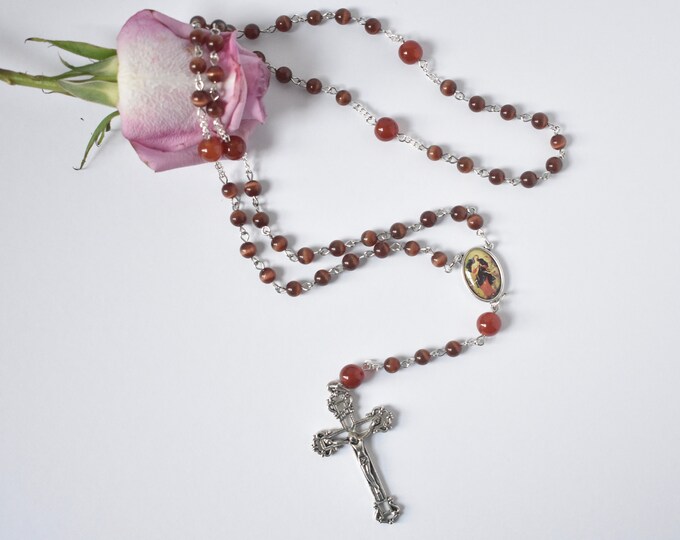 Catholic Our Lady Undoer of Knots Brown Rosary