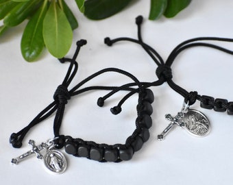 Men's Black Wooden Rosary Bracelet/Sacrifice Bead Custom Bracelet/St. Therese/Little Way/Rosary