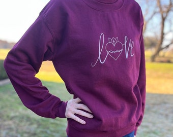 Sacred Heart Love Script Catholic Sweatshirt