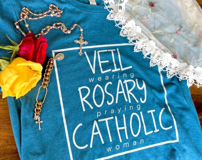 Catholic Women Veiling Rosary T-Shirt