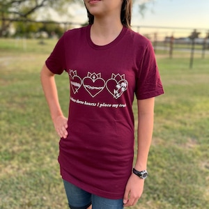 Three Holy Hearts Catholic T-Shirt In These Three Hearts I Place My Trust