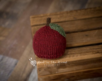 Apple Cider Beanie Pattern - PDF PATTERN - newborn baby toddler knit photo prop knitting supply