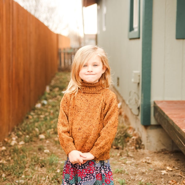 Youth Turtleneck Pullover | PDF PATTERN | toddler | children | knitting pattern | sport weight | diy sweater | knitting tutorial